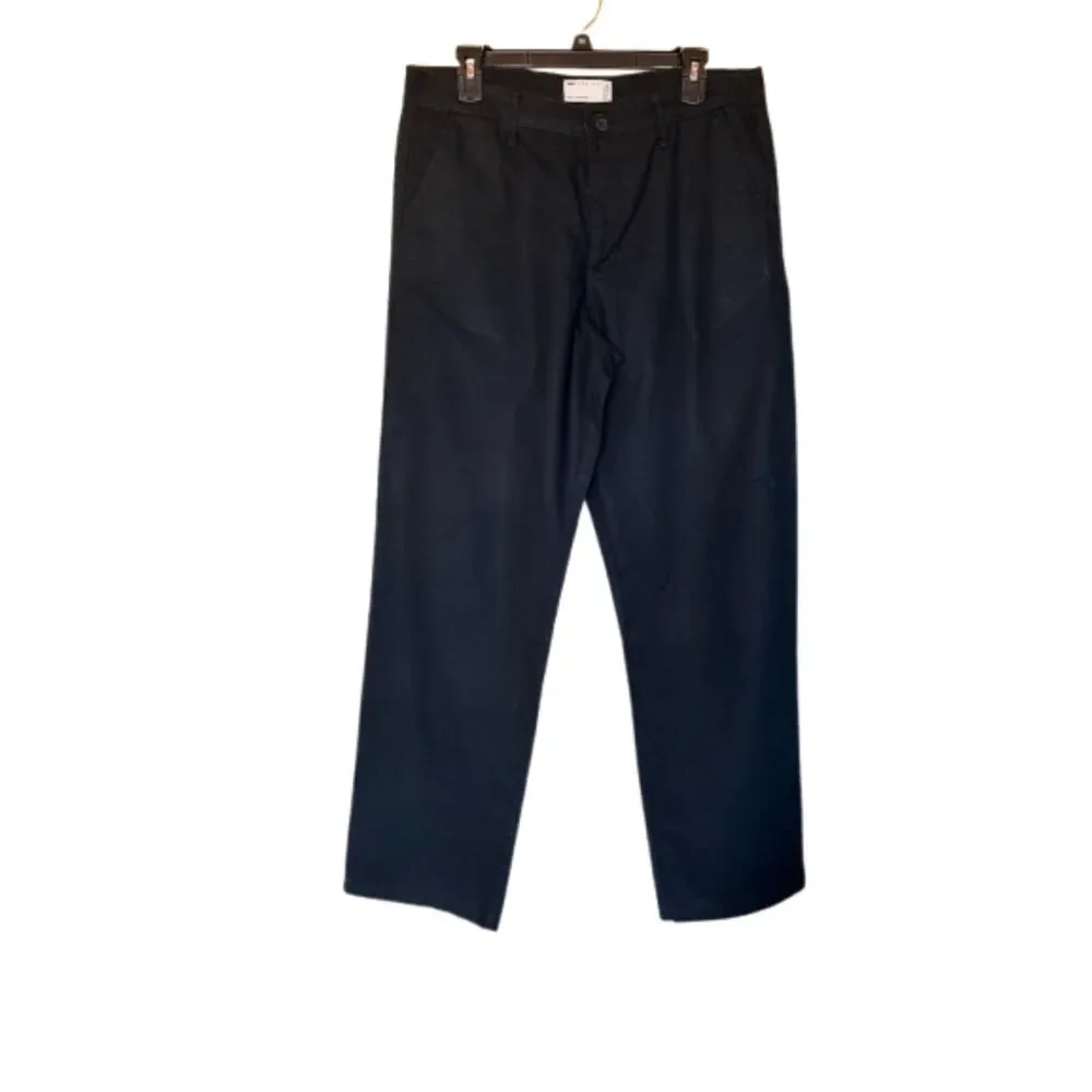 ASOS Design Black Linen Blend Relaxed Chino Pants Men’s W33 L32 Classic Minimal